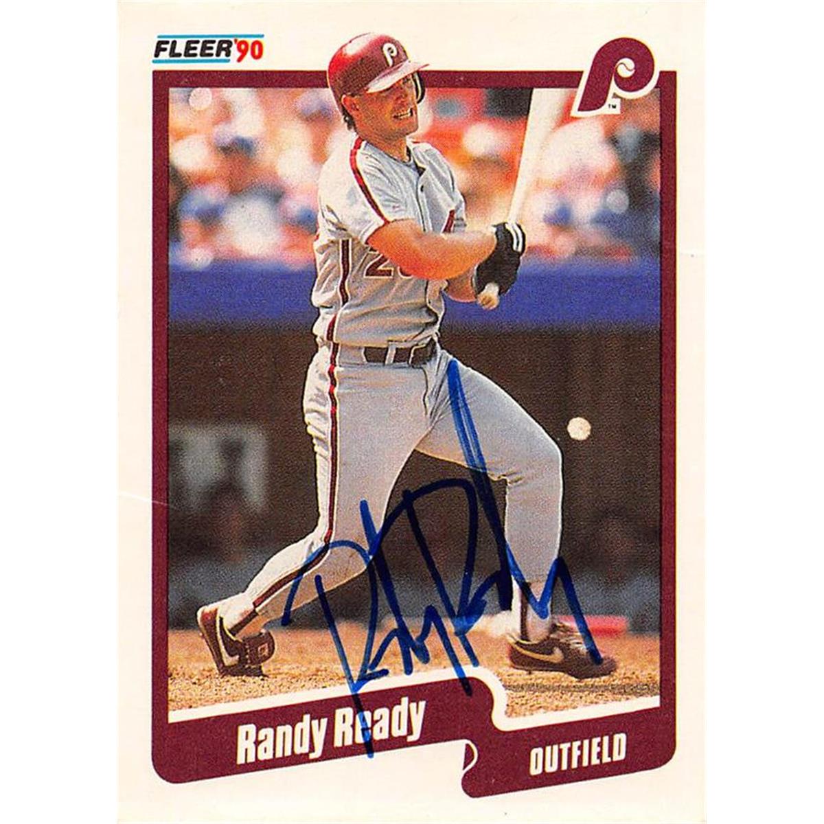 465387 Randy Ready Autographed Baseball Card, 1990 Fleer No. 571