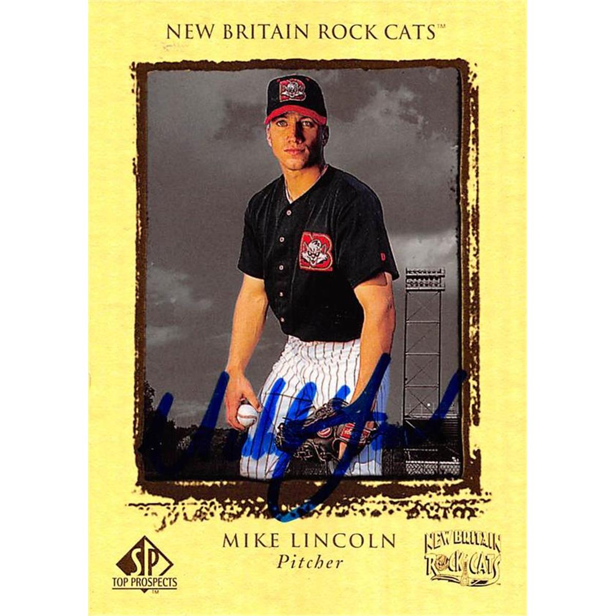 465809 Mike Lincoln Autographed Baseball Card, 1999 Upper Deck Top Prospects Rookie No. 75
