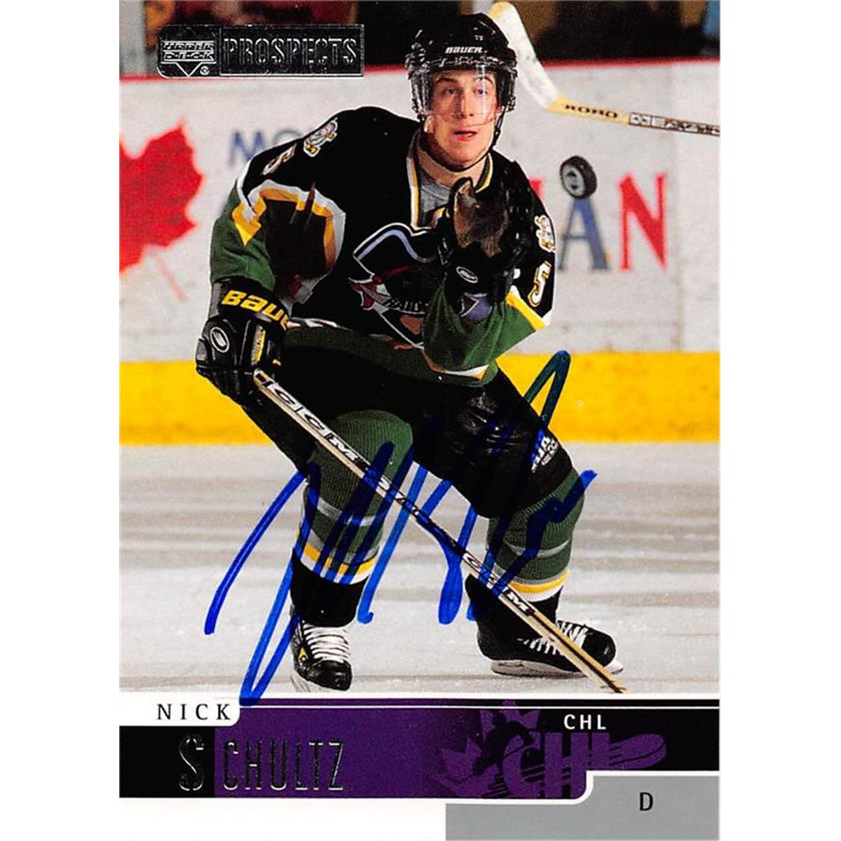 466220 Nick Schultz Autographed Hockey Card, 2000 Upper Deck Prospects No. 51