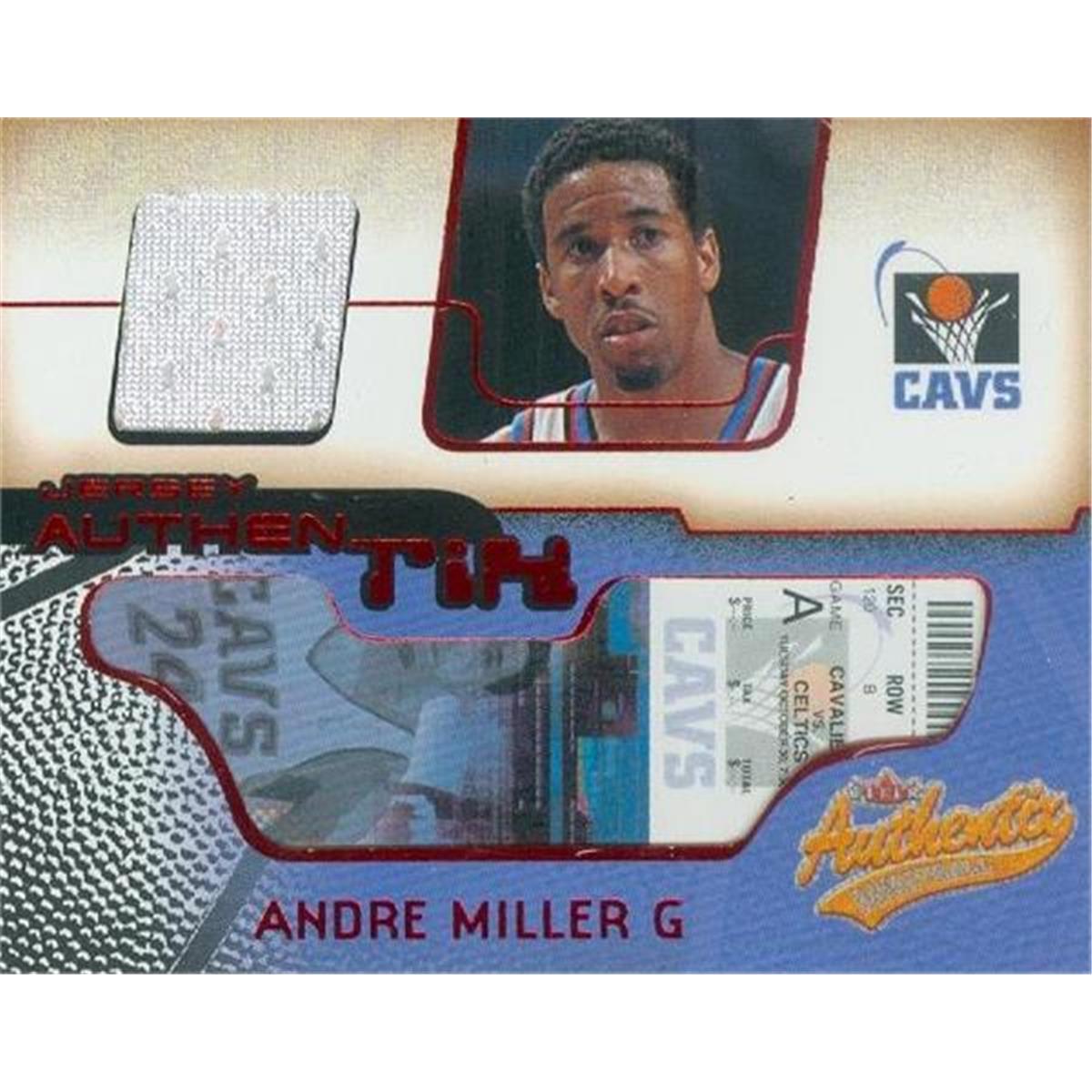 466305 Andre Miller Player Worn Jersey Patch Basketball Card, 2001 Fleer Authentix No. JAAM