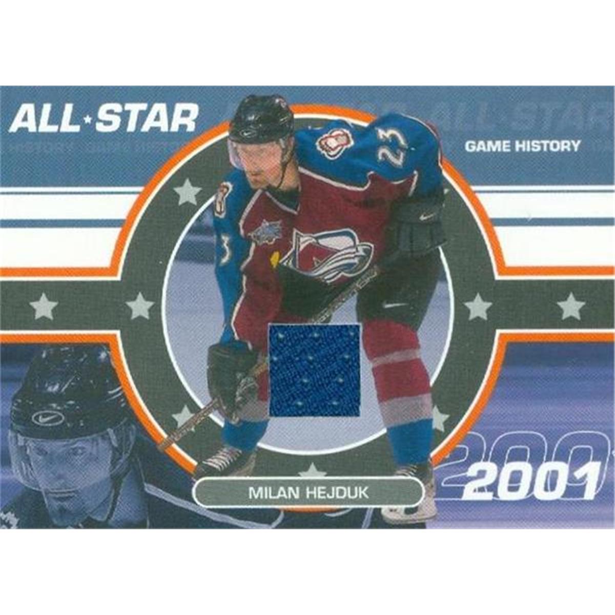 Picture of Autograph Warehouse 466313 Milan Hejduk Player Worn Jersey Patch Hockey Card&#44; 2003 in the Game All Star No. SB51