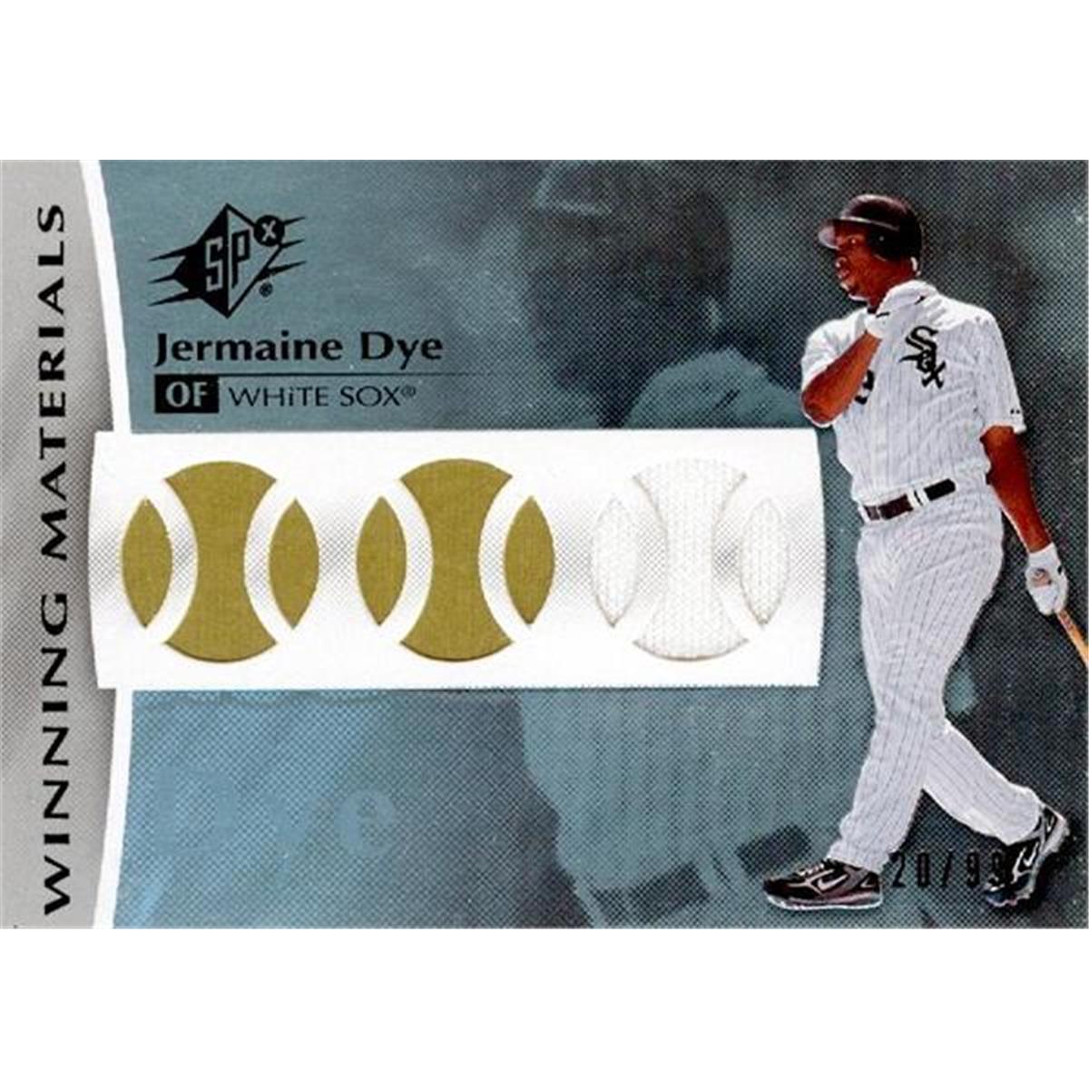 466430 Jermaine Dye Player Worn Jersey Patch Baseball Card, 2008 Upper Deck Winning Materials No. WMDY LE 20-99