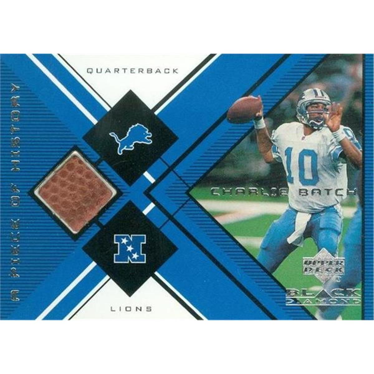 466514 Charlie Batch Player Used Patch Football Card, 1999 Upper Deck Black Diamond No. CB