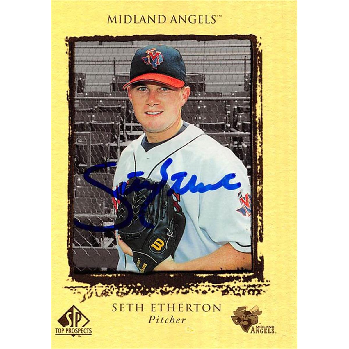 465792 Seth Etherton Autographed Baseball Card, 1999 Upper Deck Top Prospects Rookie No. 55