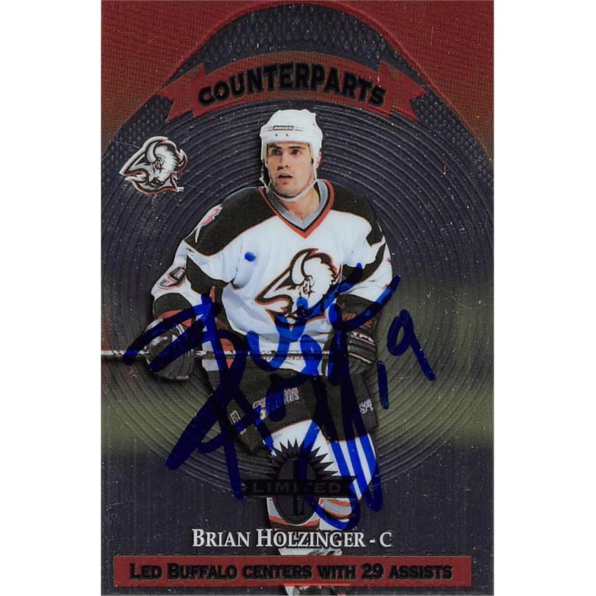 Picture of Autograph Warehouse 466212 Brian Holzinger Autographed Hockey Card&#44; 1997 Donruss Limited Counterparts No. 58