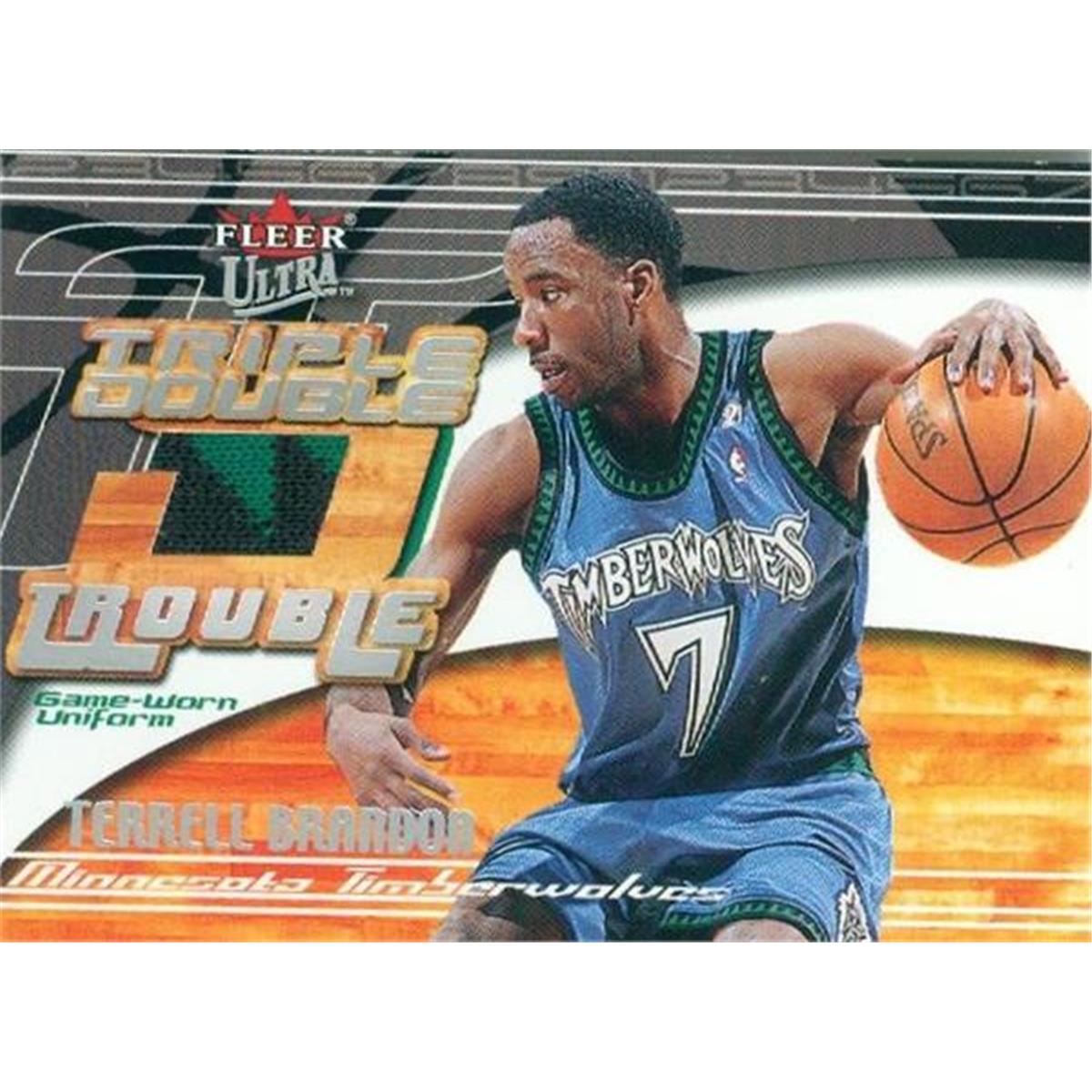466234 Terrell Brandon Player Worn Jersey Patch Basketball Card, 2001 Fleer Ultra Triple Double No. 7