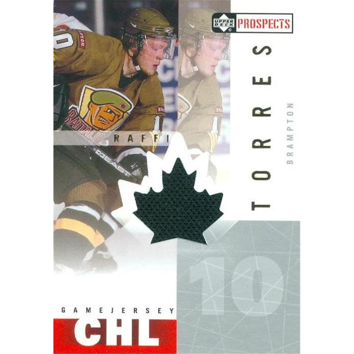 Picture of Autograph Warehouse 466252 Raffi Torres Player Worn Jersey Patch Hockey Card, 2001 Upper Deck Prospects No. RT