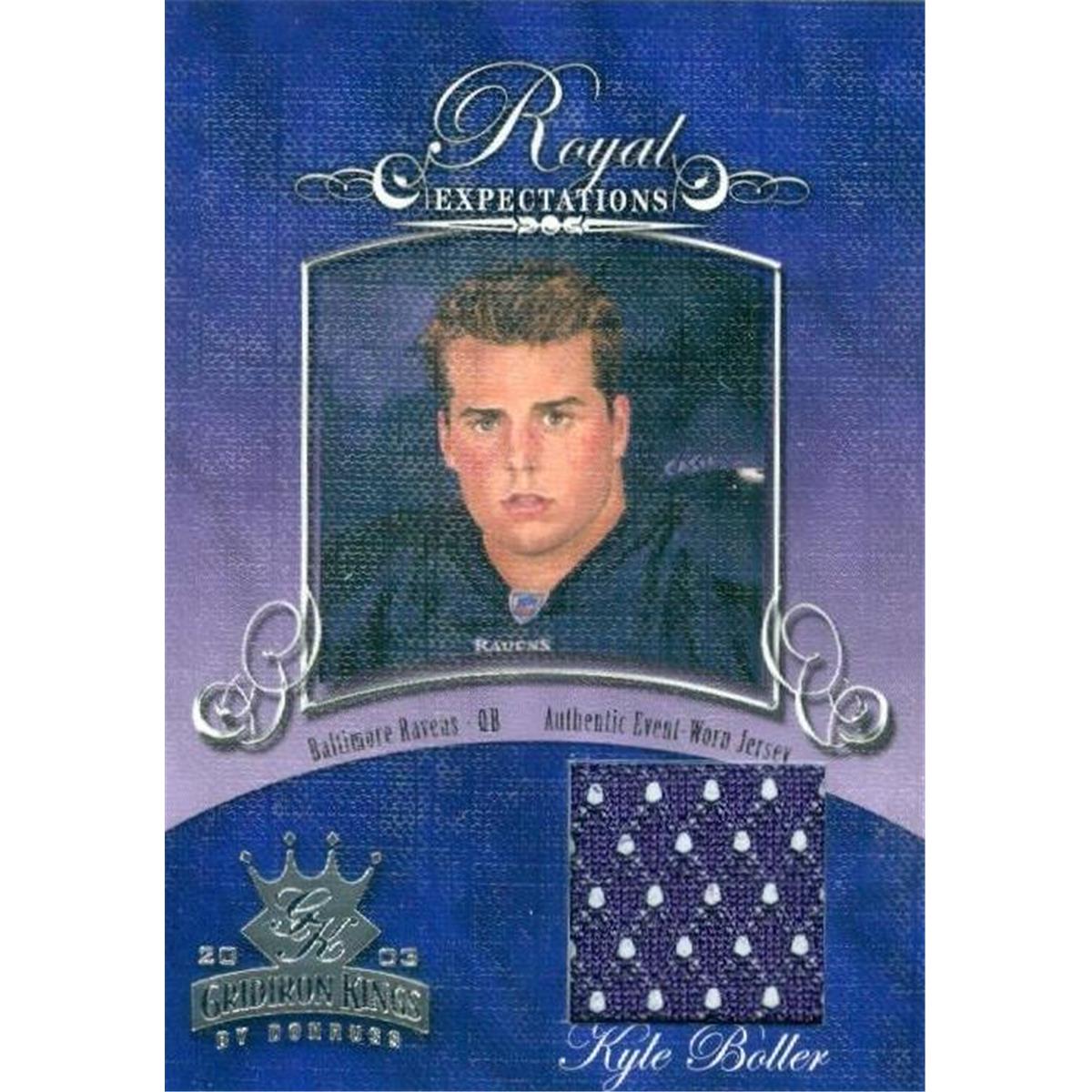 466374 Kyle Boller Player Baltimore Ravens Worn Jersey Patch Football Card 2003 Donruss Gridiron Kings RE9