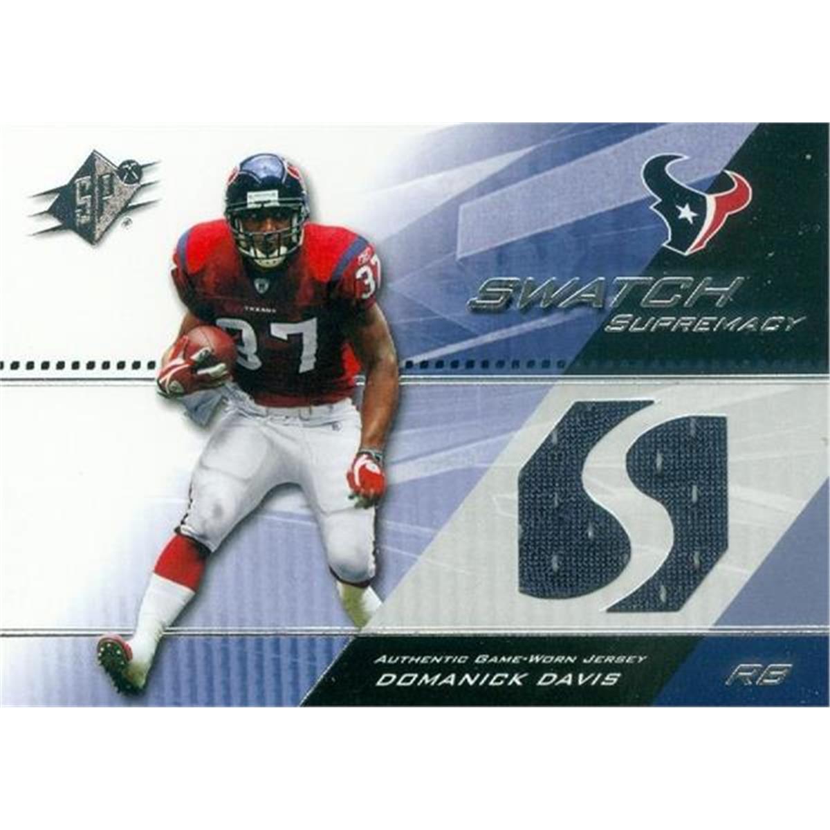 466376 Domanick Davis Player Houston Texans Worn Jersey Patch Football Card 2004 Upper Deck Supremacy SWDD