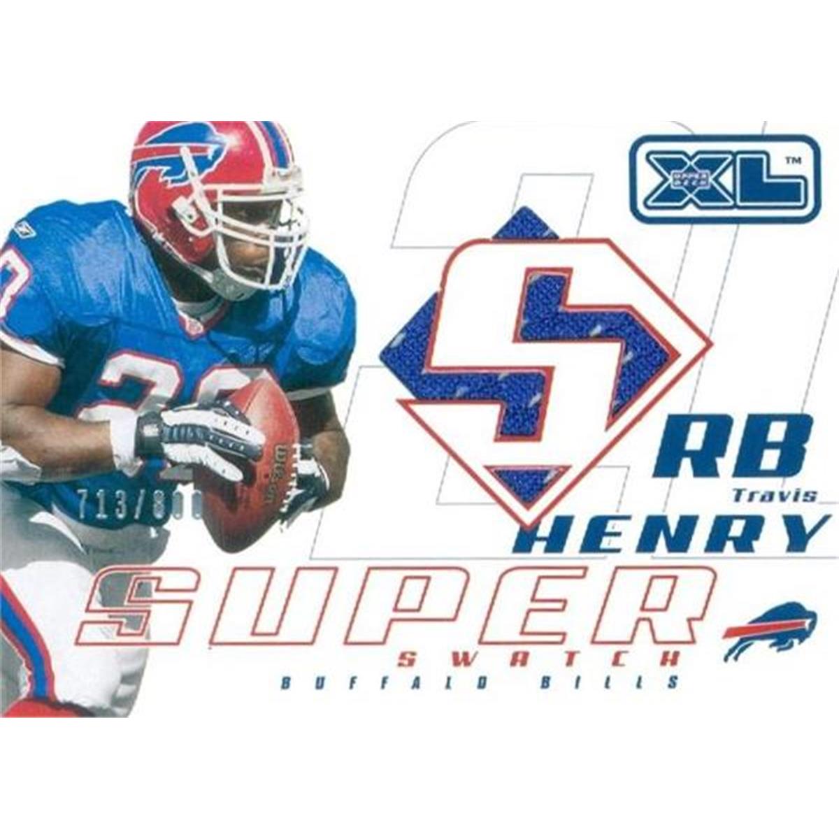 466377 Travis Henry Player Buffalo Bills Worn Jersey Patch Football Card 2002 Upper Deck Super Swatch SSTH -  Autograph Warehouse