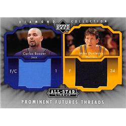 466551 Carlos Boozer & Mike Dunleavy Player Jazz & Warriors Worn Jersey Patch Basketball Card 2004 Upper Deck Diamond PFTBD