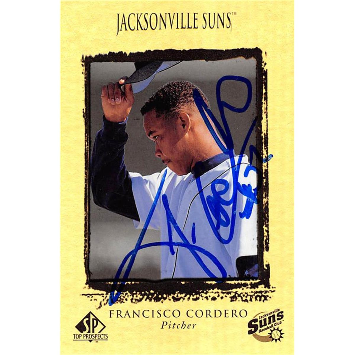 465794 Francisco Cordero Autographed Jacksonville Suns Baseball Card 1999 Upper Deck Top Prospects Rookie No. 30