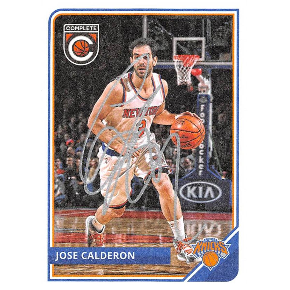 465978 Jose Calderon Autographed New York Knicks Basketball Card 2015 Panini Complete No. 136