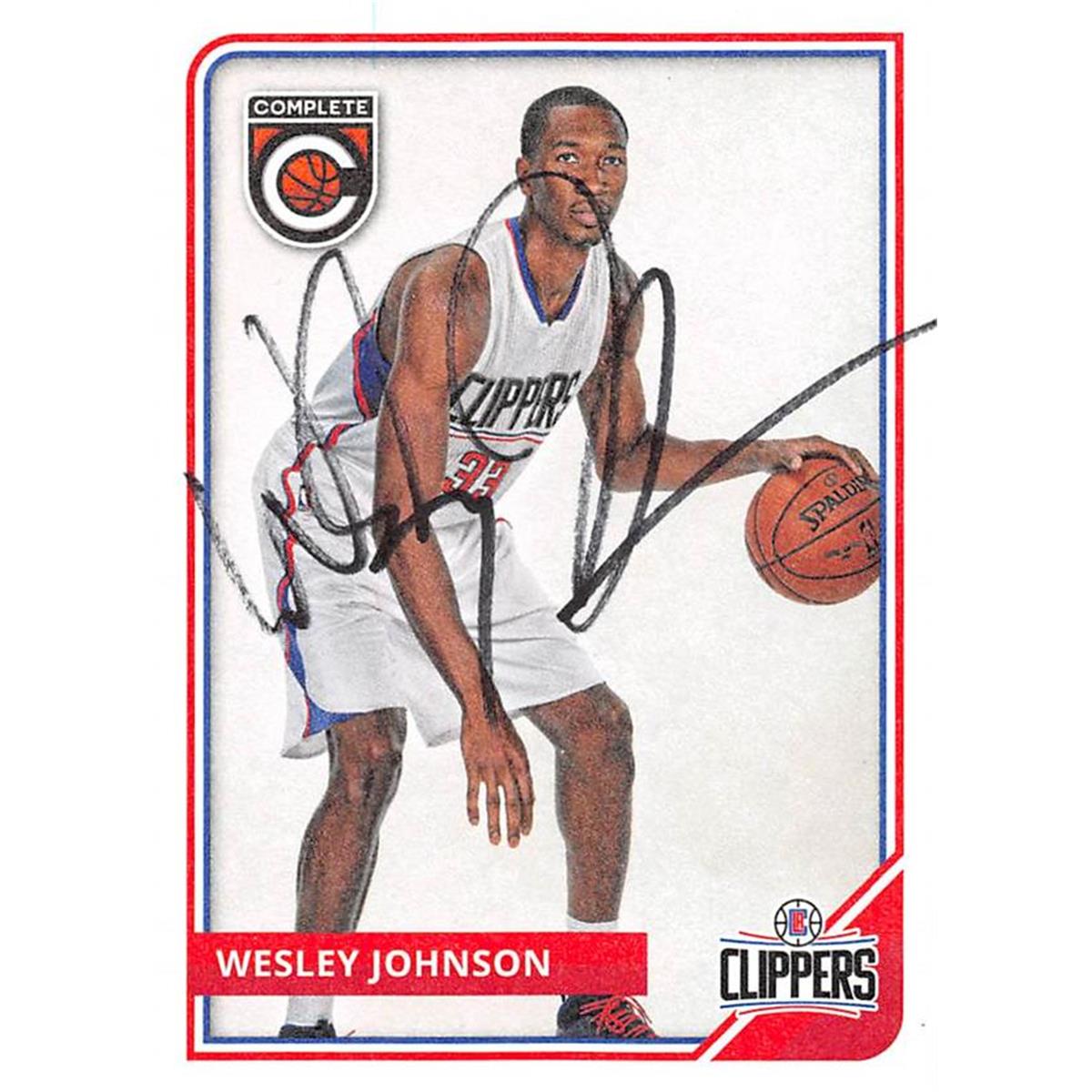 466008 Wesley Johnson Autographed Los Angeles Clippers Basketball Card 2015 Panini Complete No. 83