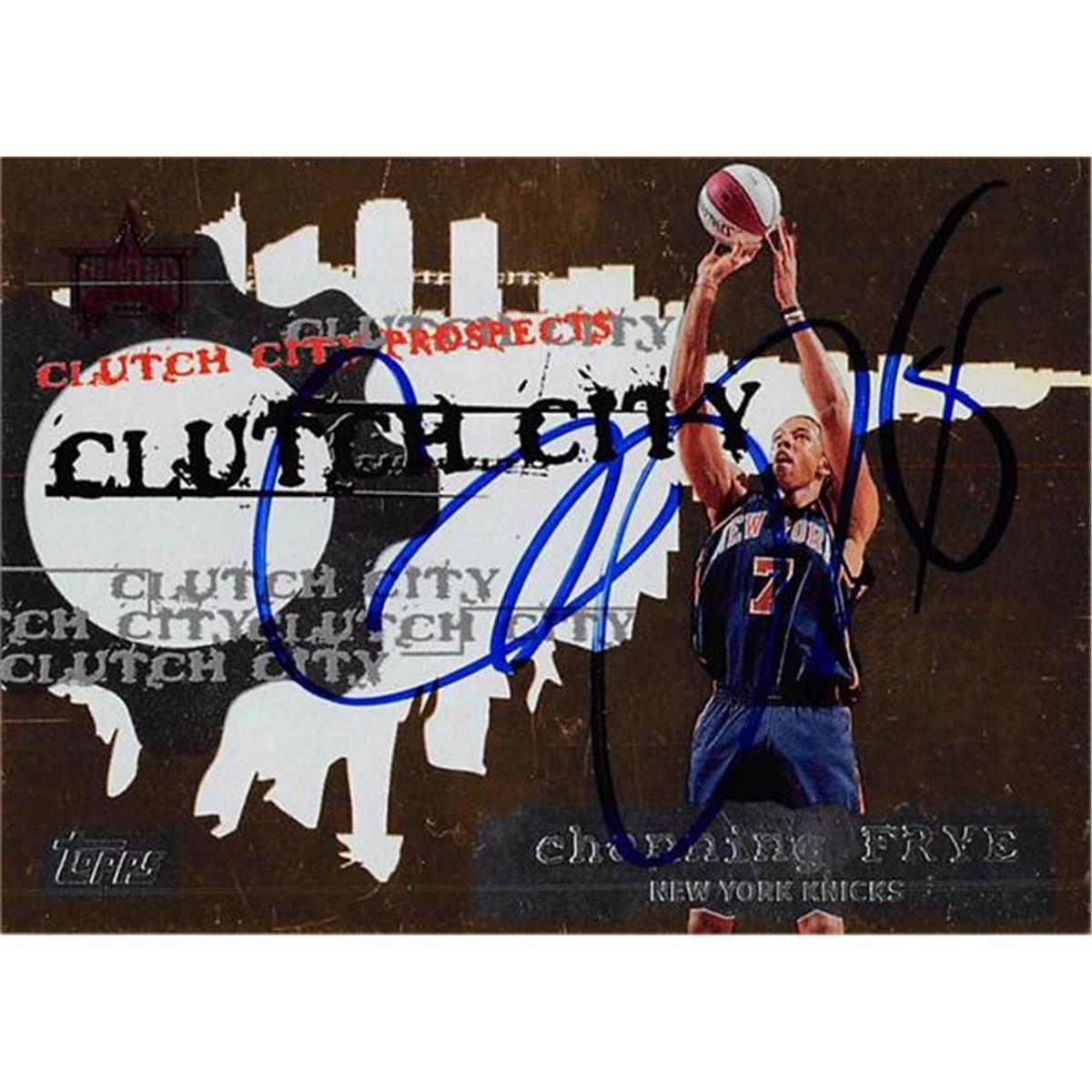 466044 Channing Frye Autographed New York Knicks Basketball Card 2006 Topps All Star CSP3