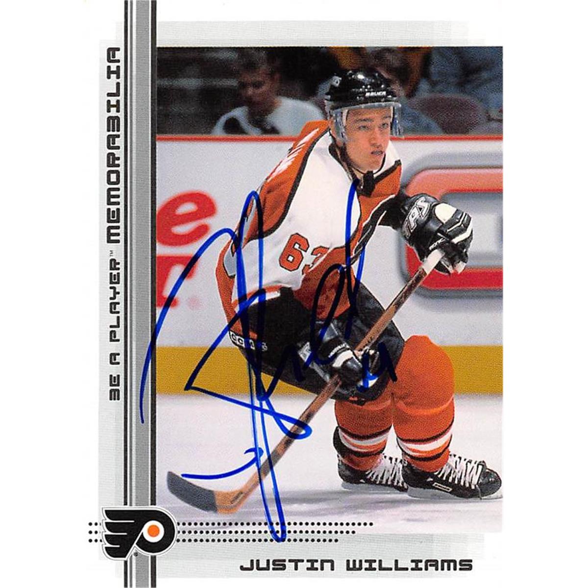 Picture of Autograph Warehouse 466133 Justin Williams Autographed Philadelphia Flyers Hockey Card 2000 BAP No. 444