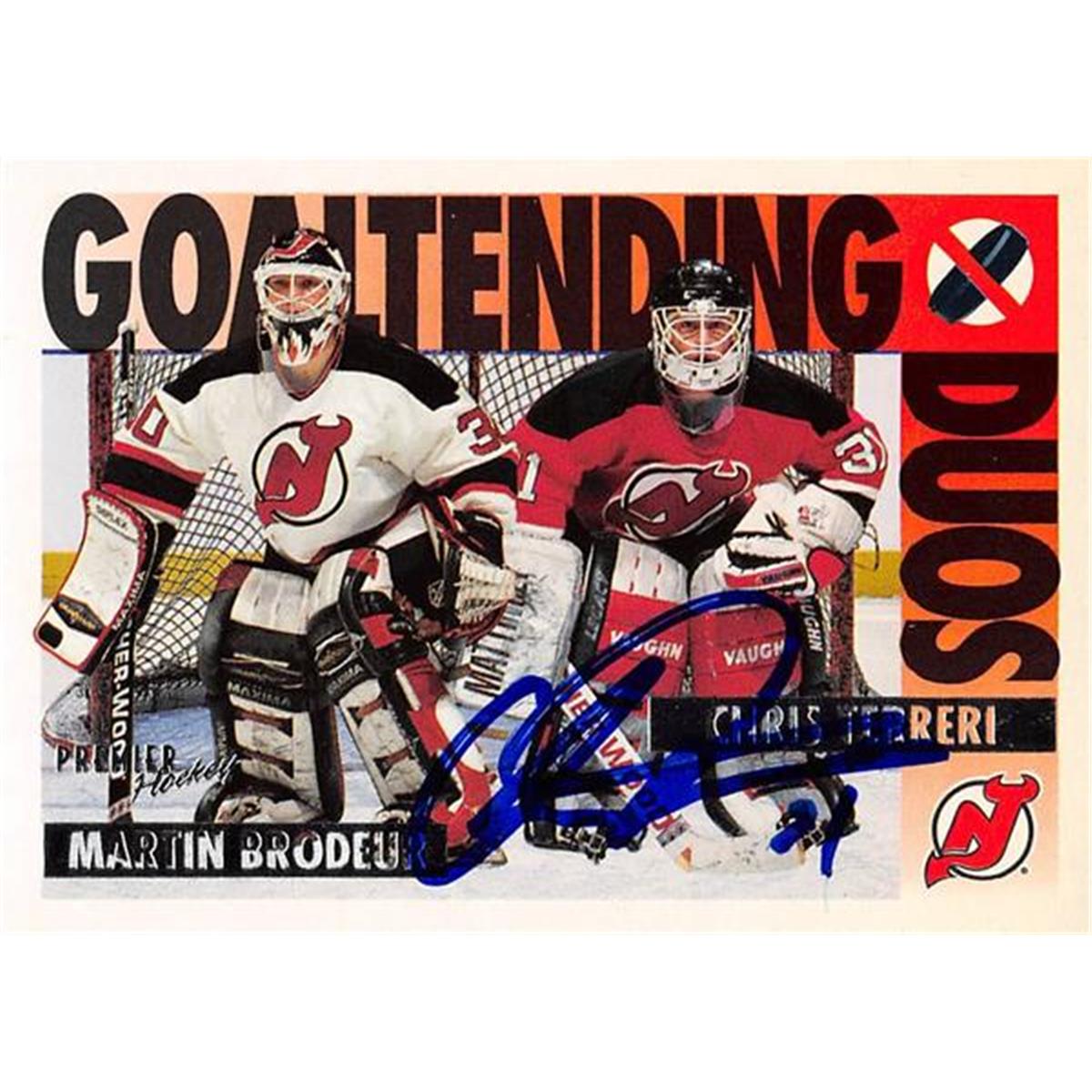 Picture of Autograph Warehouse 466214 Chris Terreri Autographed New Jersey Devils Hockey Card 1994 Topps Premier No. 83
