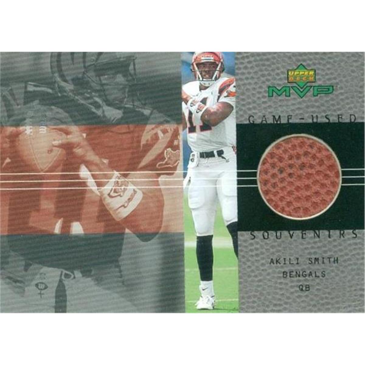 466392 Akili Smith Player Cincinnati Bengals Used Patch Football Card 2000 Upper Deck MVP Souvenirs AS