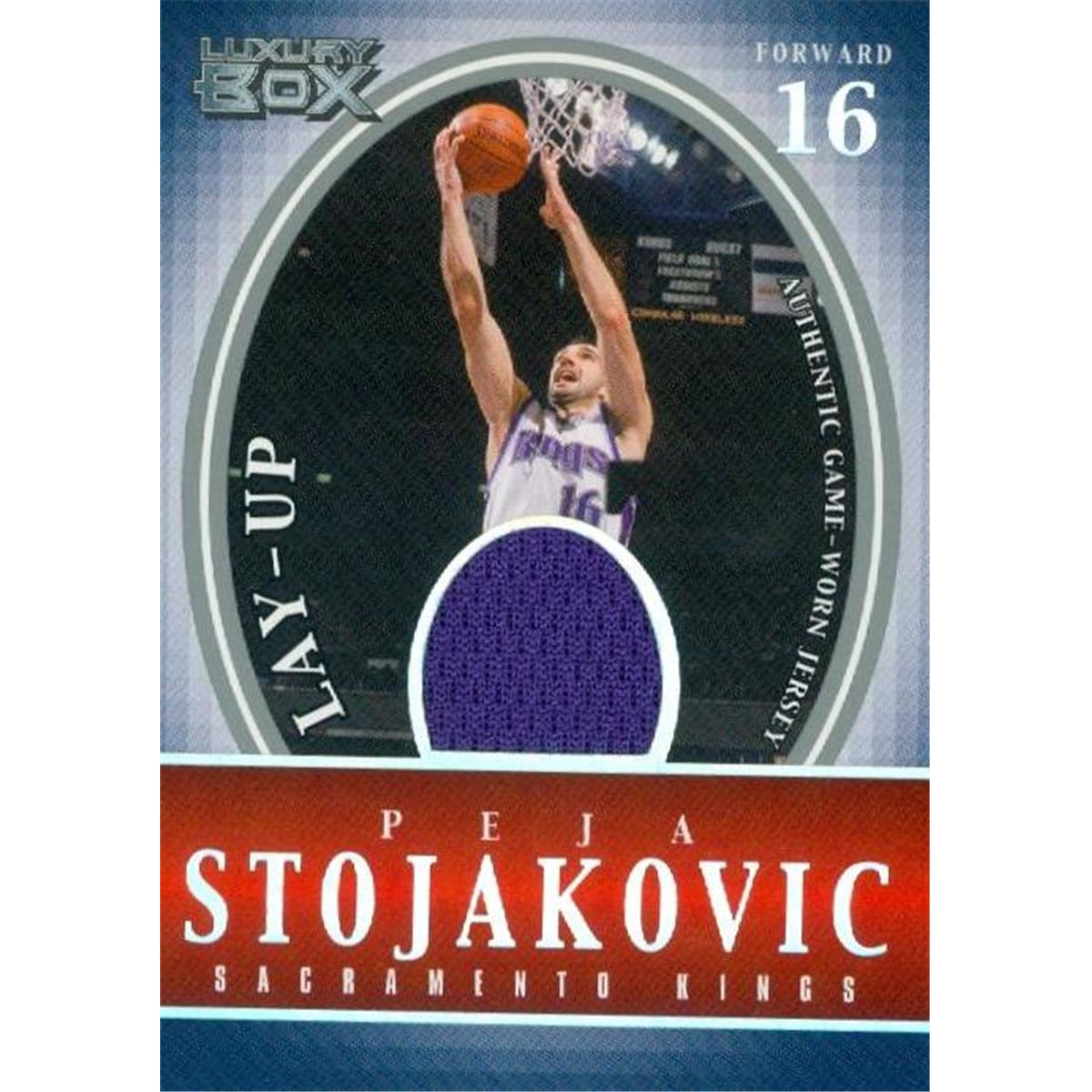 466522 Peja Stojakovic Player Sacramento Kings Worn Jersey Patch Basketball Card 2005 Topps Luxury Box LUPS -  Autograph Warehouse