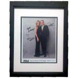 466750 8 x 10 in. Vanna White Pat Sajak Autographed Wheel of Fortune Matted & Framed Photo Happy Birthday SC1 -  Autograph Warehouse