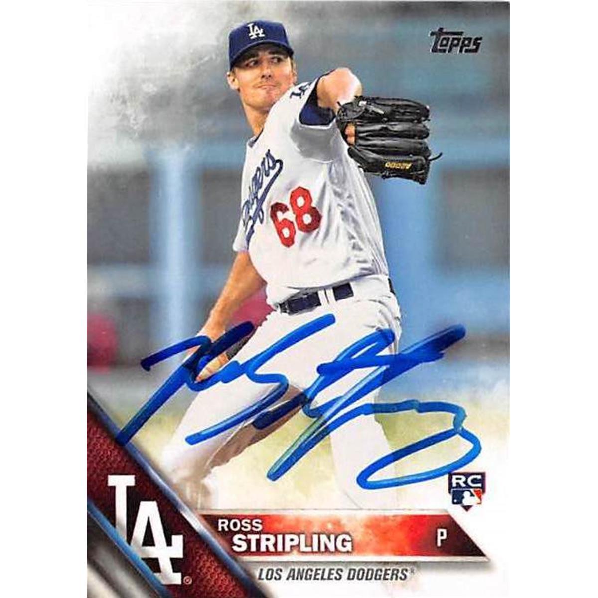 466803 Ross Stripling Autographed Los Angeles Dodgers Baseball Card 2016 Topps US9 Rookie