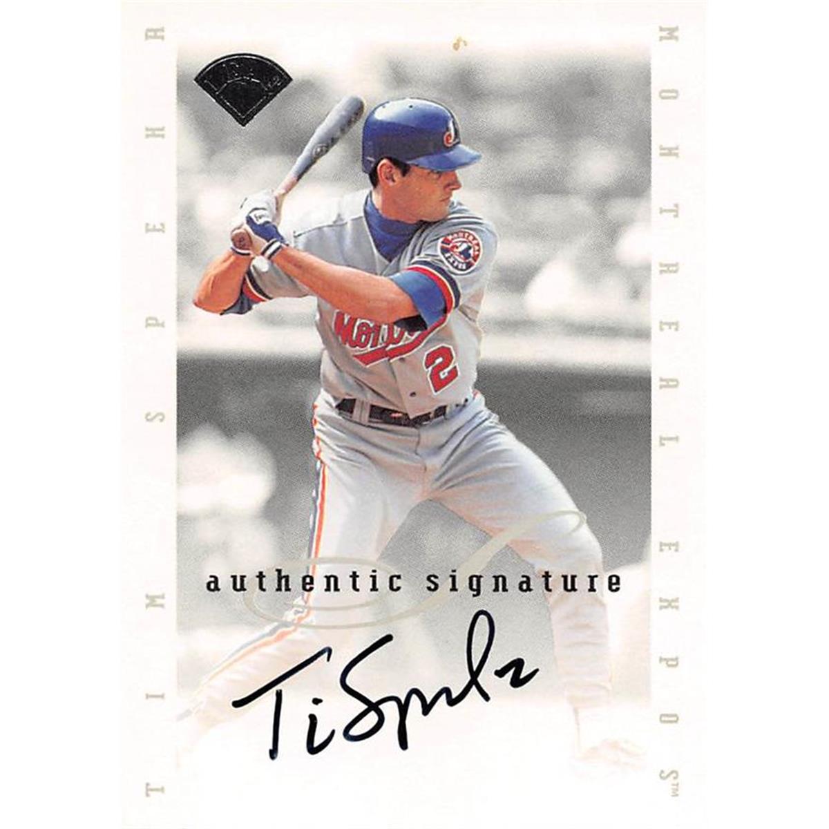 465413 Tim Spehr Autographed Montreal Expos Baseball Card 1996 Leaf Certified