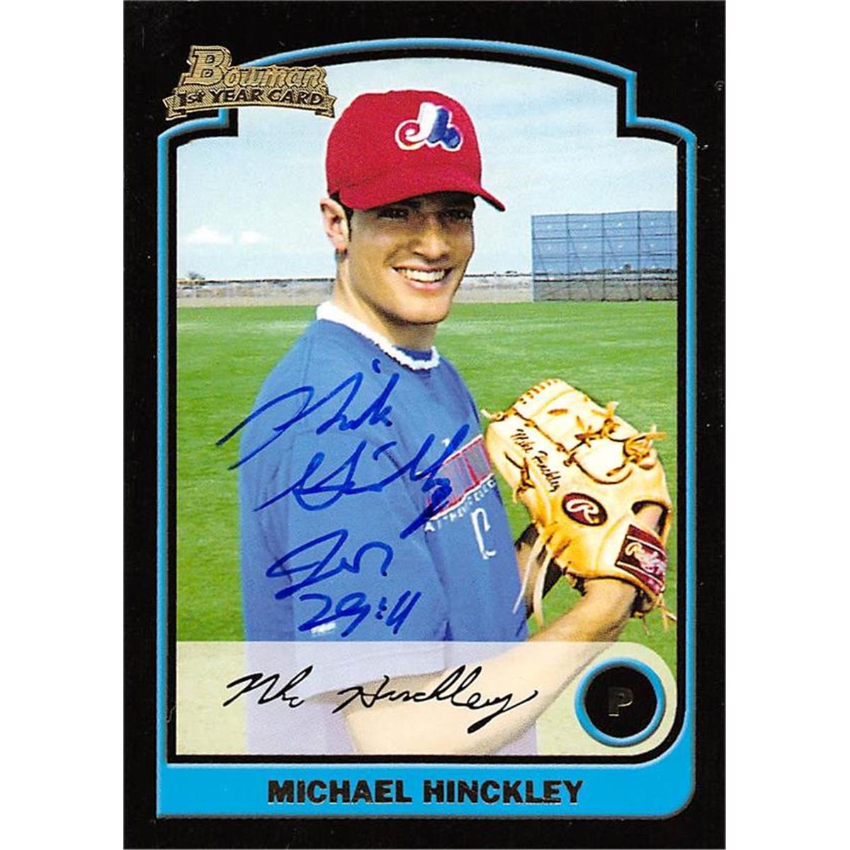 465538 Michael Hinckley Autographed Montreal Expos Baseball Card 2003 Bowman 1st Year Rookie No. 233