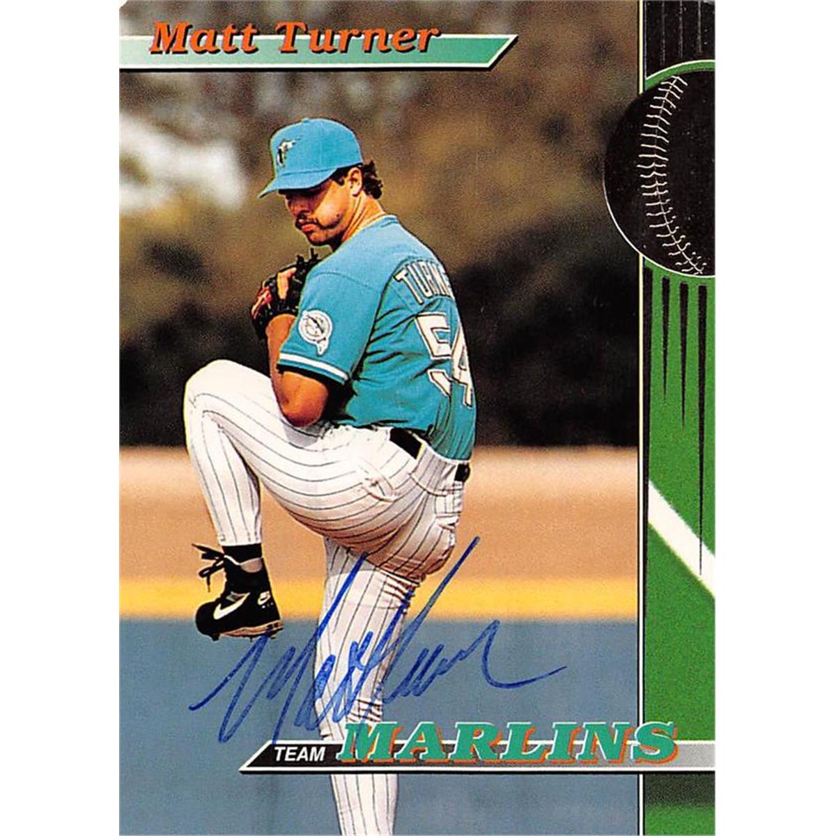 465549 Matt Turner Autographed Florida Marlins Baseball Card 1993 Topps Stadium Club No. 27