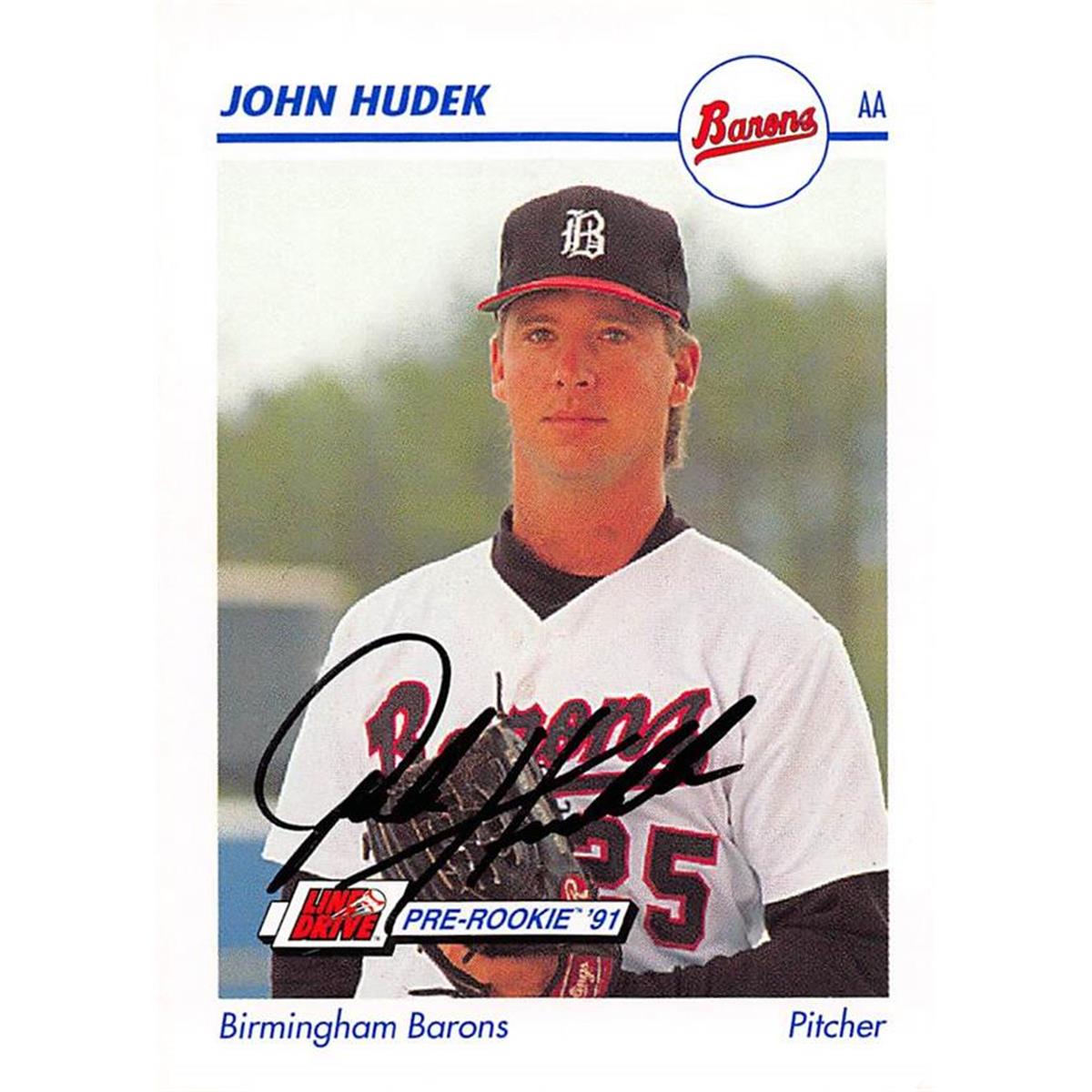 465682 John Hudek Autographed Birmingham Barrons, White Sox Baseball Card 1991 Impel Pre Rookie No. 63