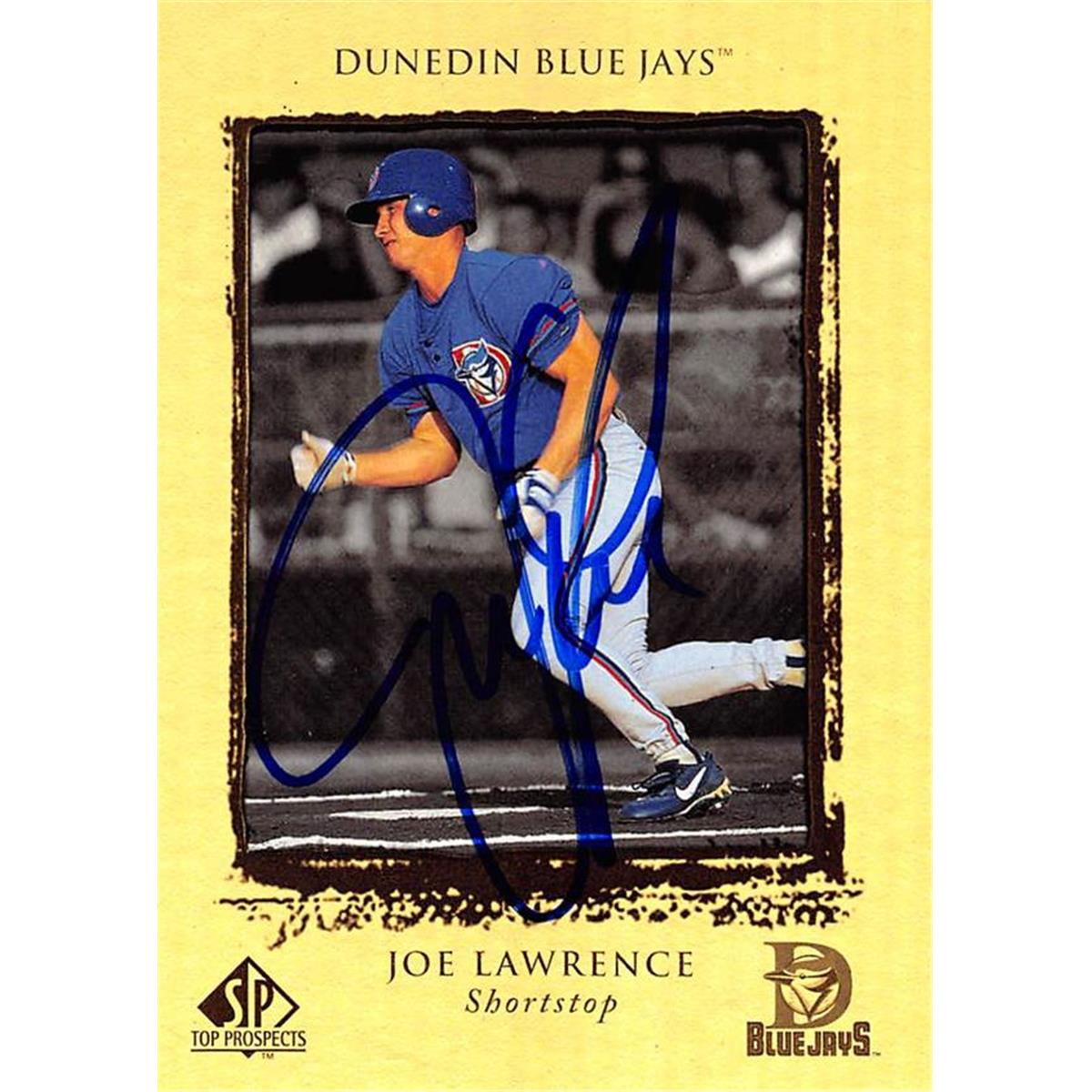 465805 Joe Lawrence Autographed Dunedin Blue Jays Baseball Card 1999 Upper Deck Top Prospects Rookie No. 72