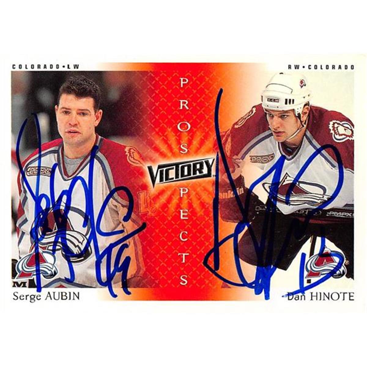 Picture of Autograph Warehouse 466181 Serge Aubin & Dan Hinote Autographed Colorado Avalanche Hockey Card 2000 Upper Deck Victory Prospects No. 261