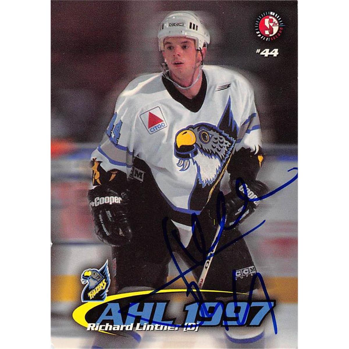 Picture of Autograph Warehouse 466218 Richard Lintner Autographed AHL&#44; Dukla Trencin Hockey Card 1997 Split Second No. 44