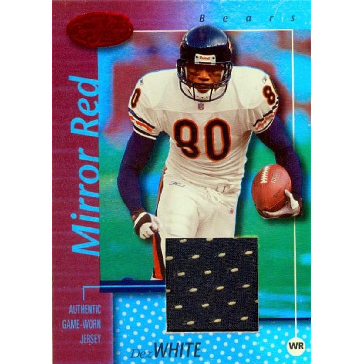 466530 Dez White Player Worn Jersey Patch Football Card, Chicago Bears - 2002 Leaf Certified Mirror Red Refractor No.15