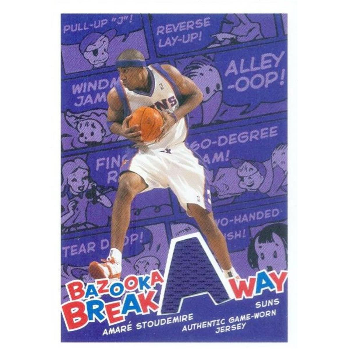 466578 Amare Stoudemire Player Worn Jersey Patch Basketball Card, Phoenix Suns - 2005 Topps Bazooka No.BAAS
