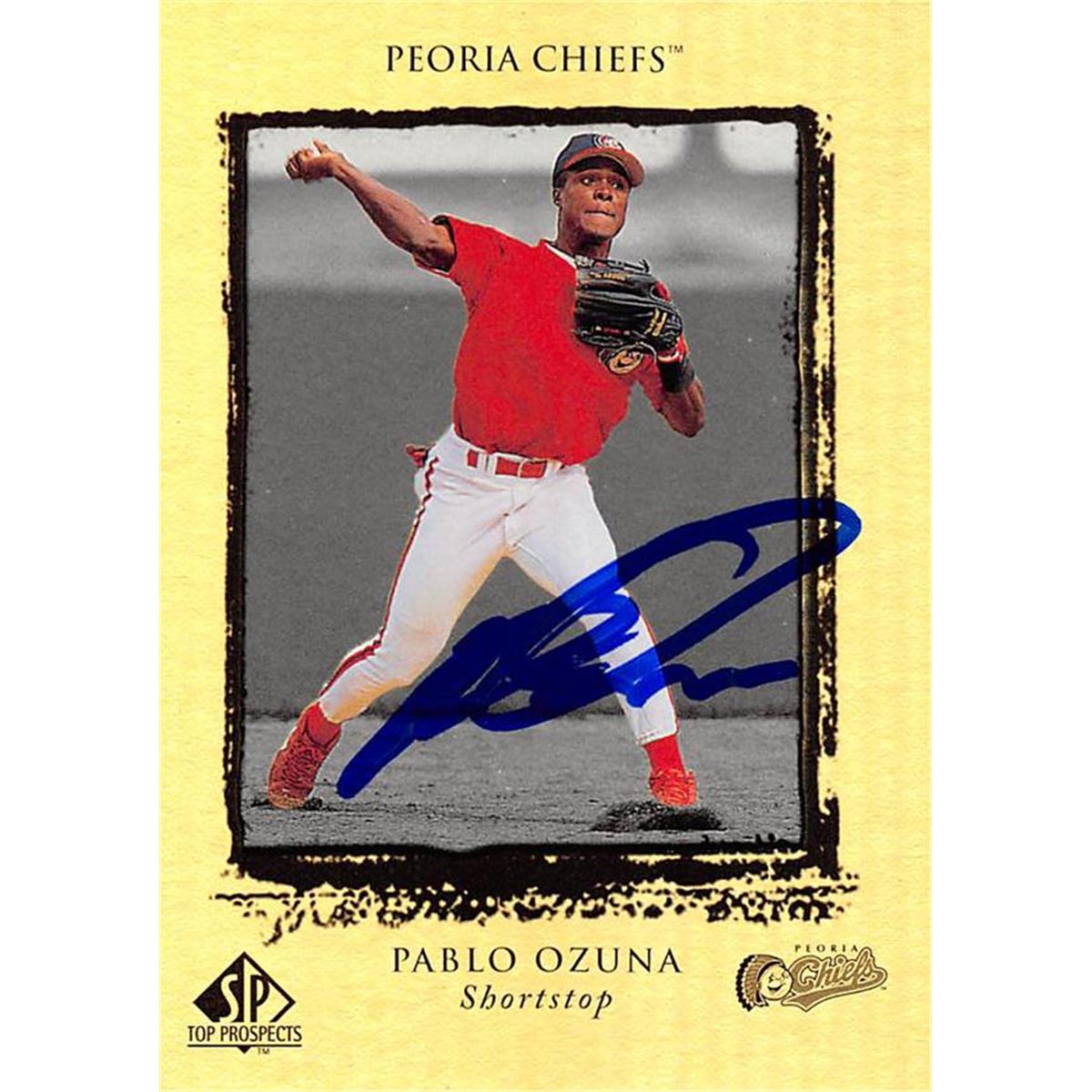 465820 Pablo Ozuna Autographed Baseball Card, Peoria Chiefs - 1999 Upper Deck Top Prospects Rookie No.95 -  Autograph Warehouse