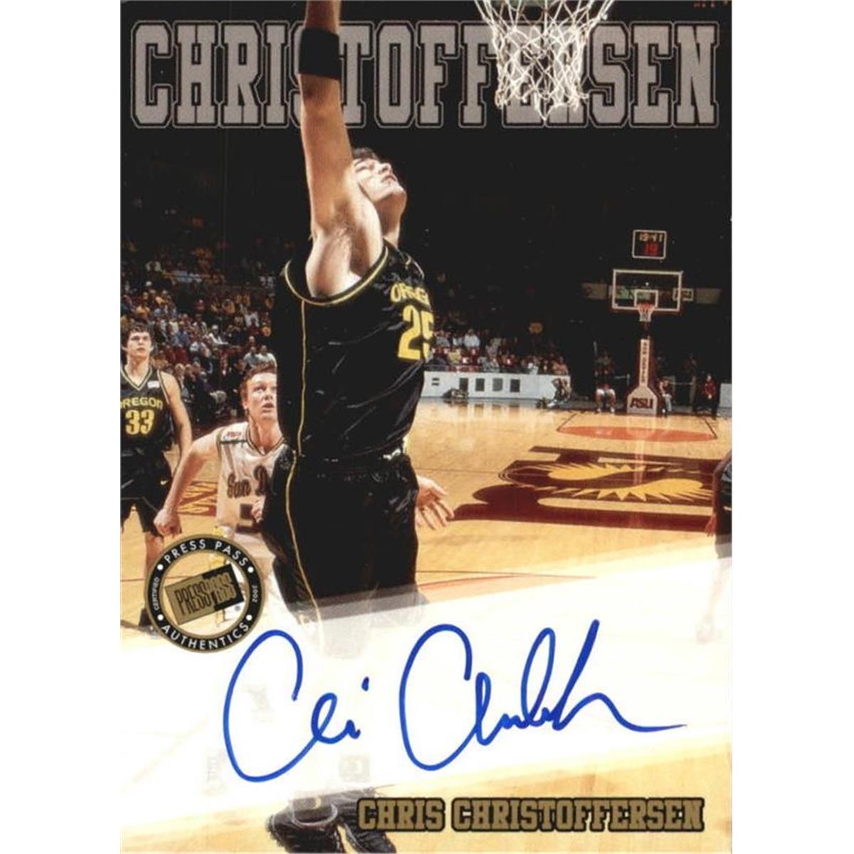 Picture of Autograph Warehouse 466055 Chris Christoffersen Autographed Basketball Card, Oregon Ducks - 2002 Press Pass Rookie No.25