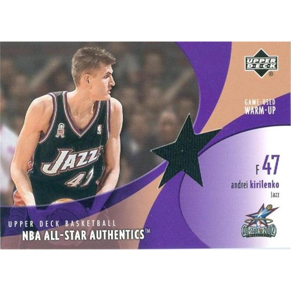 466309 Andrei Kirilenko Player Worn Jersey Patch Basketball Card, Utah Jazz - 2002 Upper Deck All Star No.AKAW