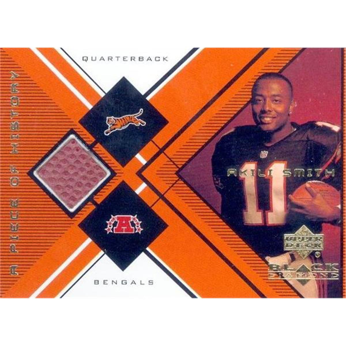 466391 Akili Smith Player Used Patch Football Card, Cincinnati Bengals - 1999 Upper Deck Black Diamond No.AS