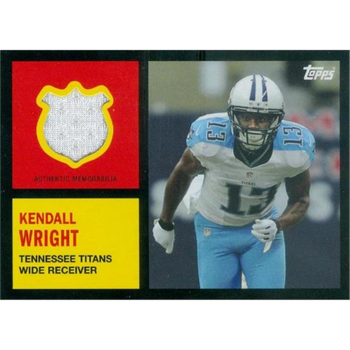 466412 Kendall Wright Player Worn Jersey Patch Football Card, Tennessee Titans - 2013 Topps No.62RKW