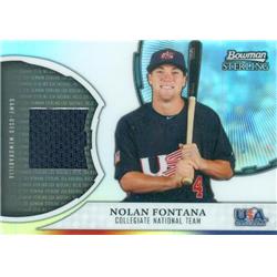 466428 Nolan Fontana Player Worn Jersey Patch Baseball Card, Team USA Collegiate National - 2011 Bowman Sterling Refractor No.USARNF
