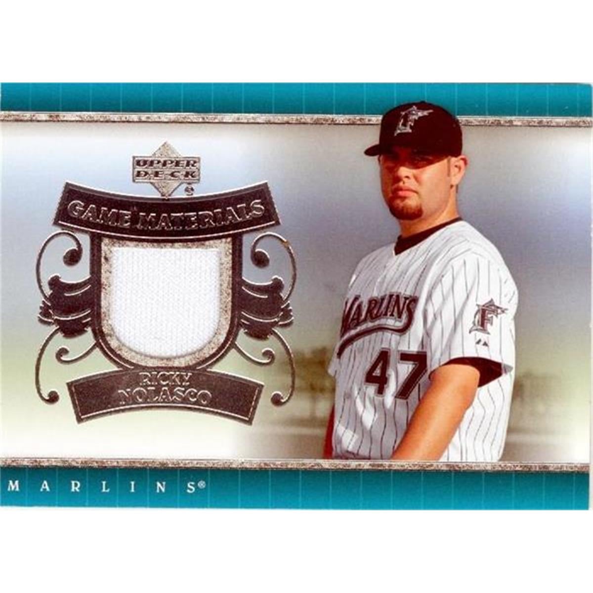 466452 Ricky Nolasco Player Worn Jersey Patch Baseball Card, Florida Marlins - 2007 Upper Deck Materials No.UDRN