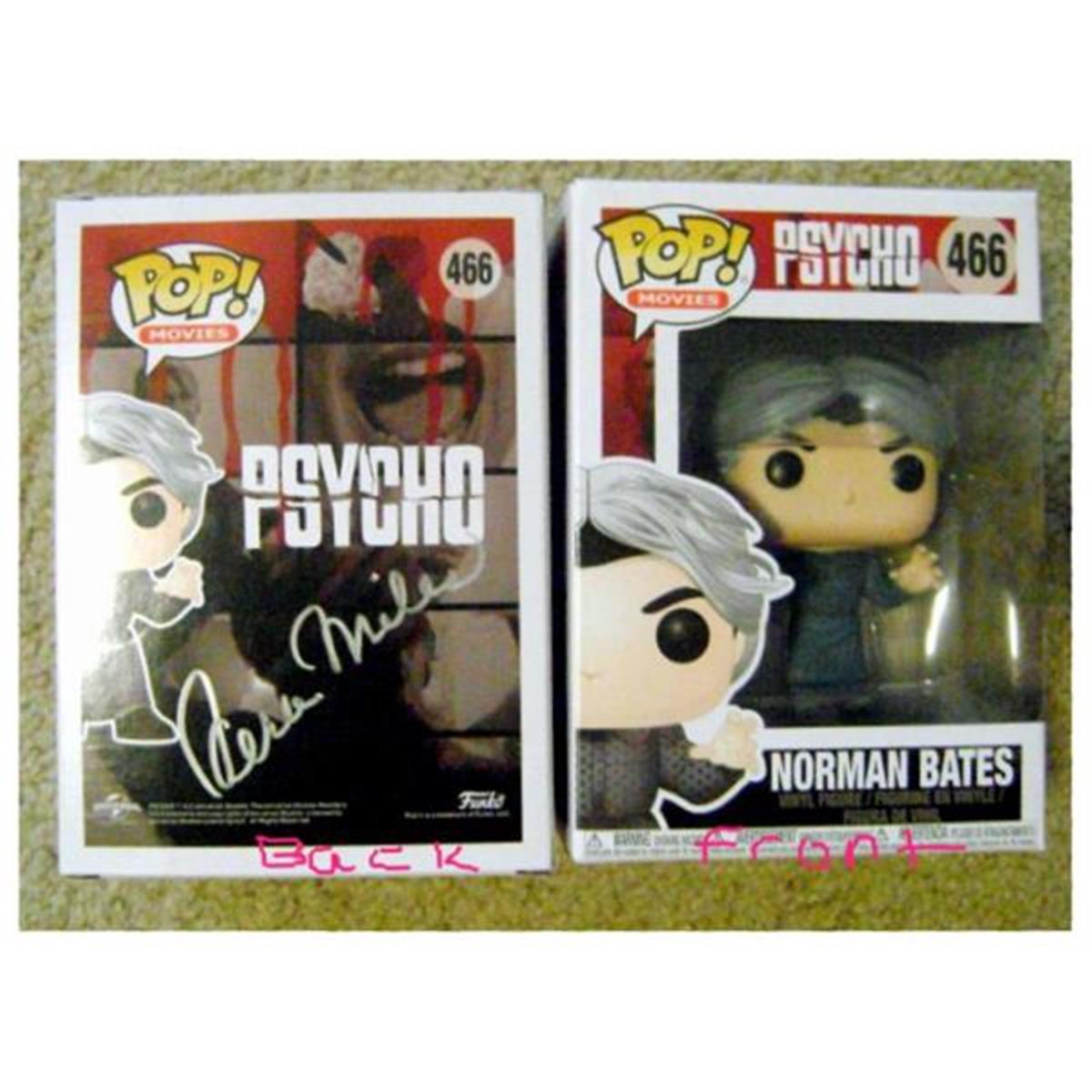 466692 Vera Miles Autographed Psycho Norman Bates Funko Pop Toy Figure on Box Back