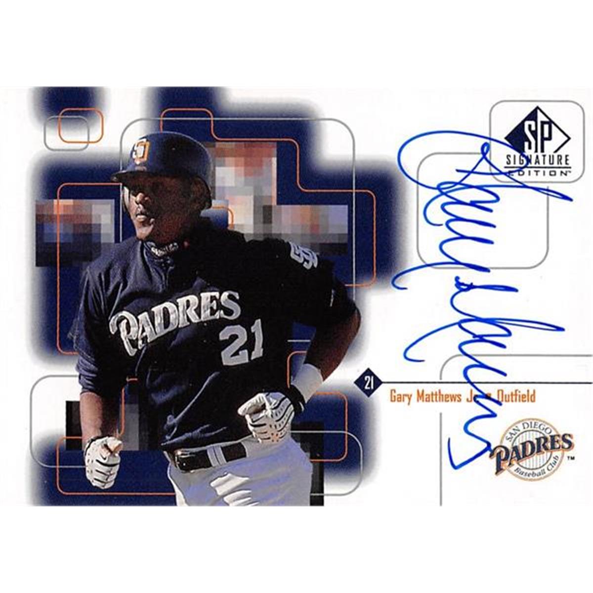 465376 Gary Matthews Jr. Autographed Baseball Card, San Diego Padres - 1999 Upper Deck No.GMJ