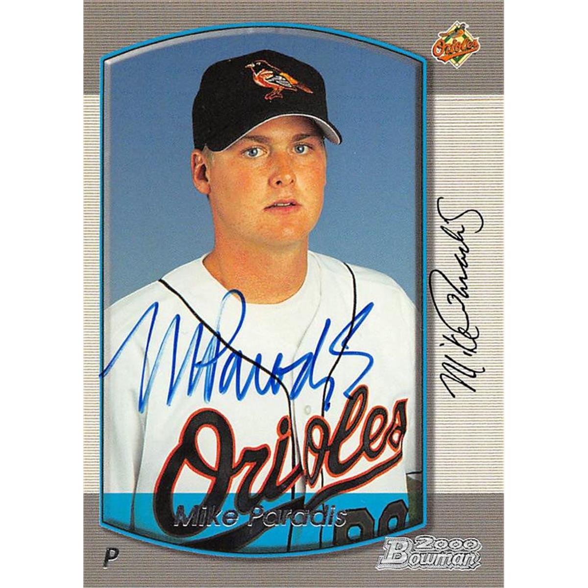 465519 Mike Paradis Autographed Baseball Card, Baltimore Orioles - 2000 Bowman Rookie No.280