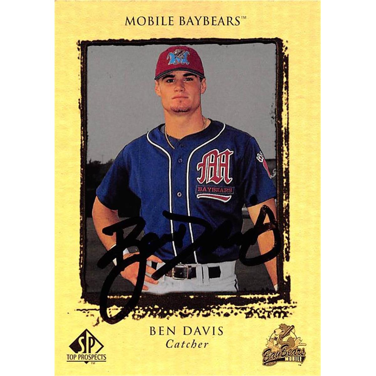 465793 Ben Davis Autographed Baseball Card, Mobile Raybears - 1999 Upper Deck Top Prospects Rookie No.38