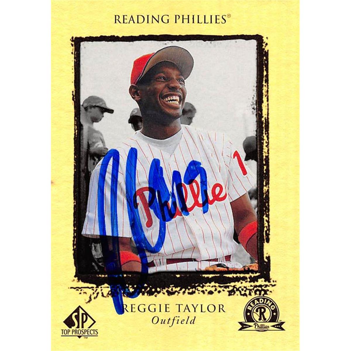 465822 Reggie Taylor Autographed Baseball Card, Reading Phillies - 1999 Upper Deck Top Prospects Rookie No.115