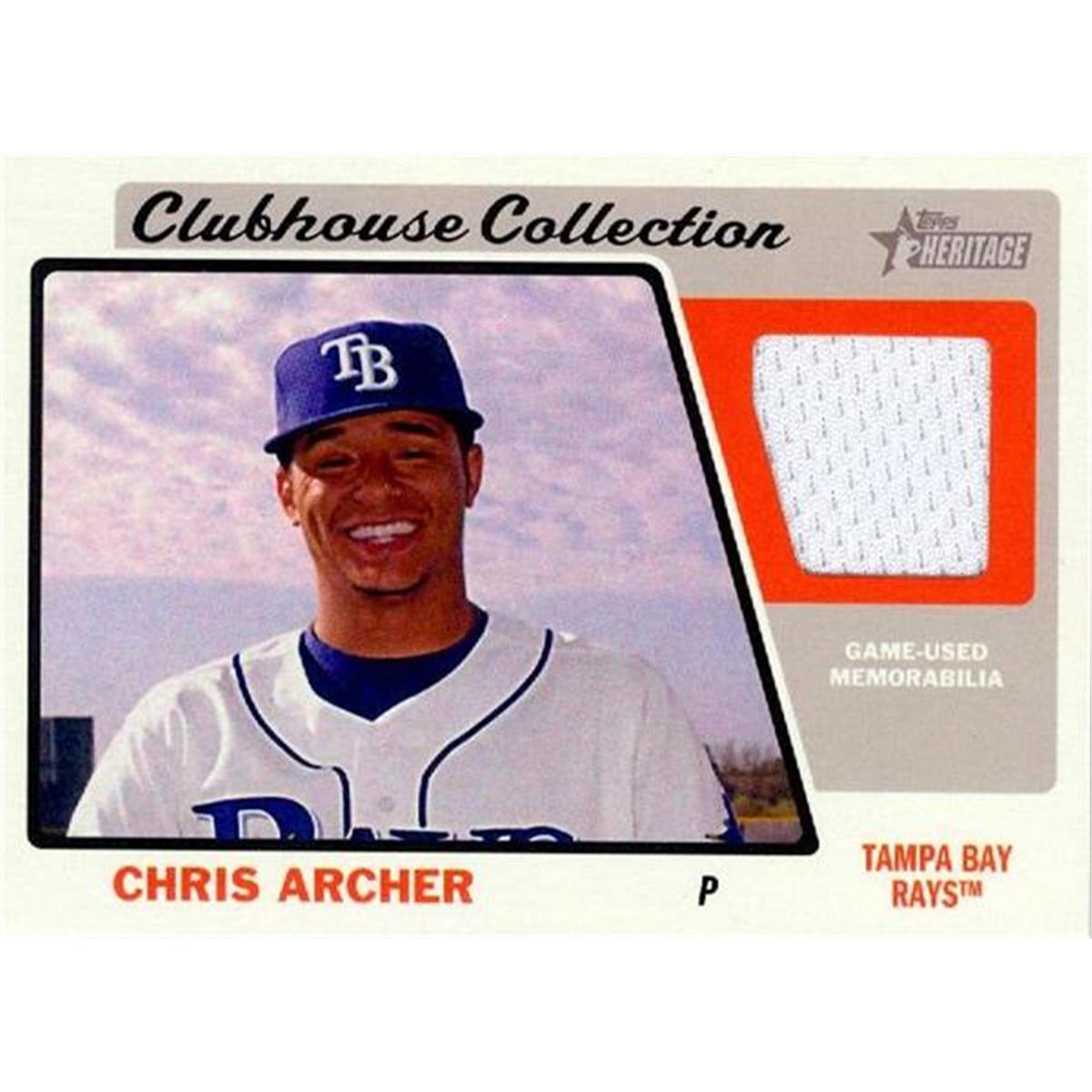 466565 Chris Archer Player Worn Jersey Patch Baseball Card, Tampa Bay Rays - 2015 Topps Heritage No.CCRCA