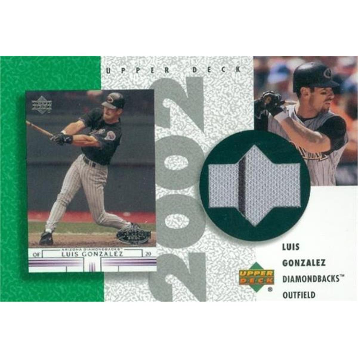 466609 Luis Gonzalez Player Worn Jersey Patch Baseball Card, Arizona Diamondbacks - 2002 Upper Deck No.RLG