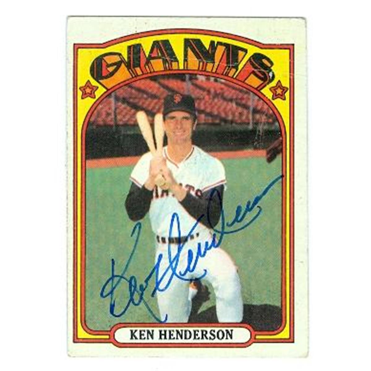 486882 Ken Henderson Autographed Baseball Card - San Francisco Giants 1972 Topps No.443