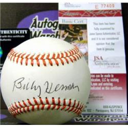 486895 Billy Herman Autographed Baseball - OMLB Chicago Cubs Brooklyn Dodgers Hall of Famer JSA Authentication